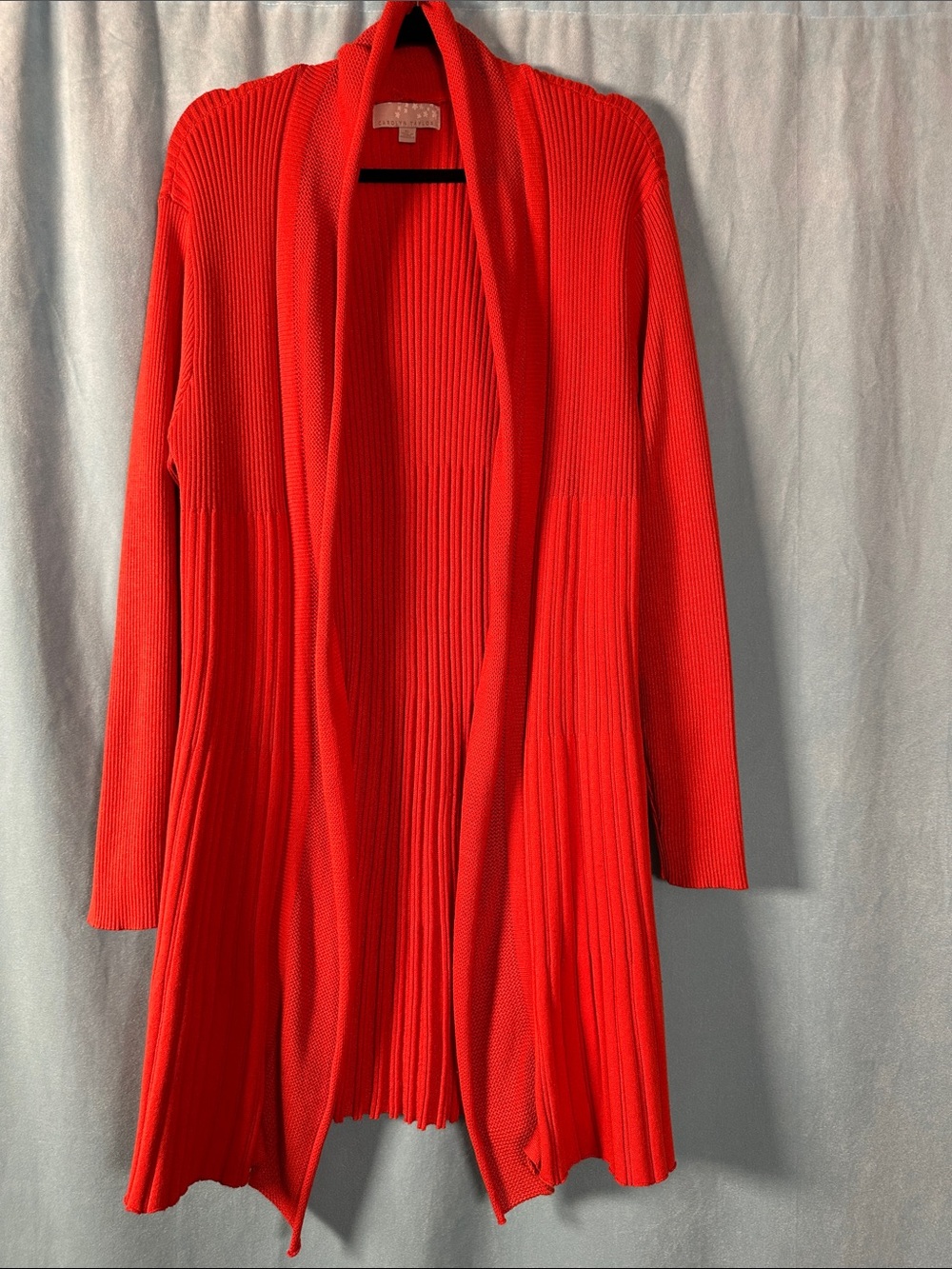 Carolyn Taylor Open-Front Ribbed Cardigan in Orange